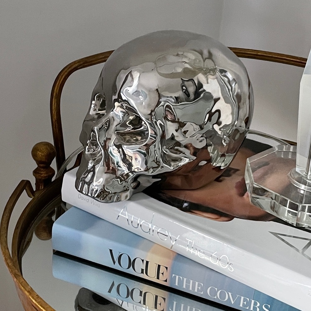 Z Gallerie Ceramic Silver Skull